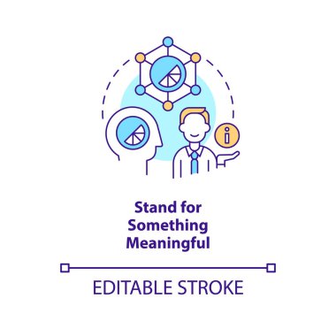 Anlamlı bir konsept simgesini temsil ediyor. Marka pozisyonu. Şirket soyut fikir ince çizgi illüstrasyonuna değer verir. İzole bir taslak çizim. Düzenlenebilir felç. Arial, Myriad Pro-Kalın yazı tipleri