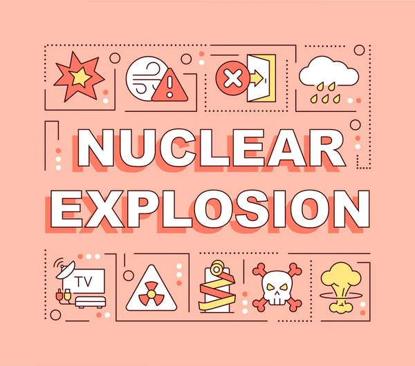 Esplosione Nucleare Parola Concetti Rosa Banner Inquinamento Radioattivo Infografica Con — Vettoriale Stock
