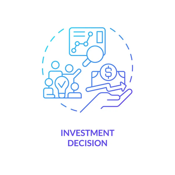 Decisione Investimento Icona Del Concetto Gradiente Blu Analisi Aziendale Tipo — Vettoriale Stock