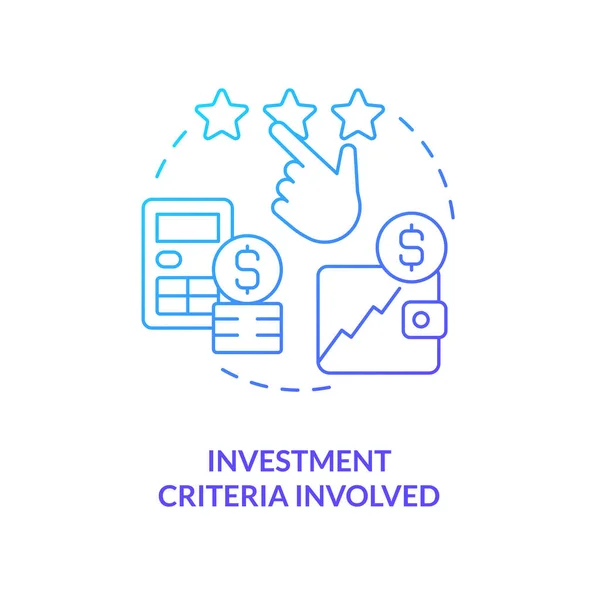 Інвестиційні Критерії Включали Піктограму Концепції Синього Градієнта Фактор Впливає Інвестиційні — стоковий вектор