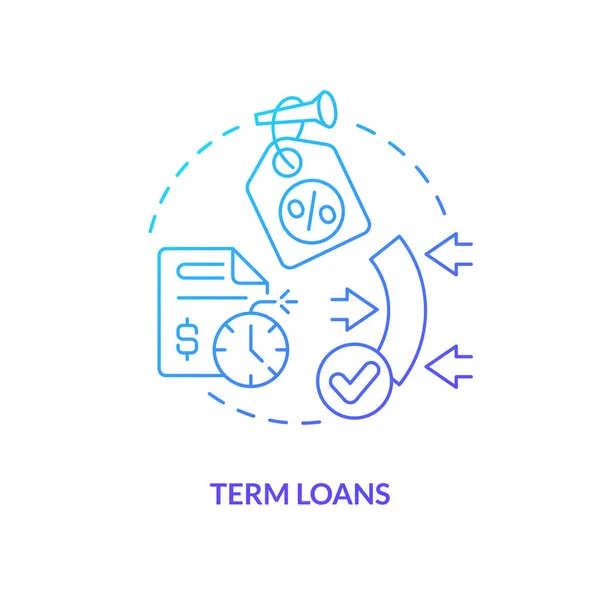 Prêts Terme Icône Concept Dégradé Bleu Flexibilité Remboursement Source Financement — Image vectorielle