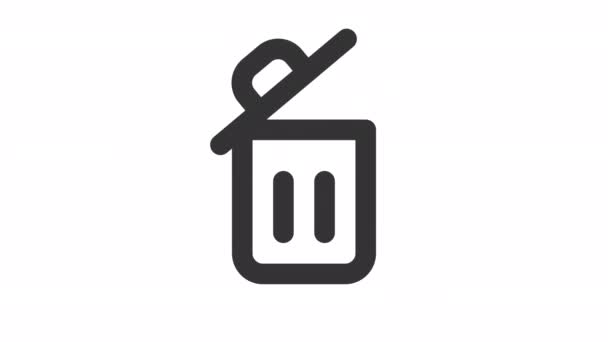 Animated Trash Can Line Icon Delete Button Recycle Bin Seamless — Stock Video