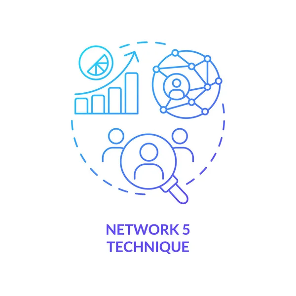 Network Five Technique Concept Blue Gradient Icon Acte Aléatoire Gentillesse — Image vectorielle