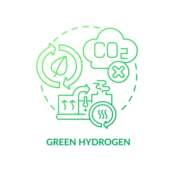 Eco Icono Concepto Gradiente Verde Hidrógeno Producción Combustible Renovable Reducir — Vector de stock