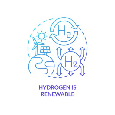 Hidrojen mavisi gradyan konsept simgesi. Yenilenebilir enerji endüstrisi. Alternatif kaynak. H2 soyut fikir ince çizgi çiziminin avantajı. İzole bir taslak çizim. Kullanılan sayısız Pro-Kalın yazı tipi