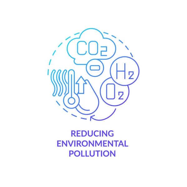 Réduire Pollution Environnementale Icône Concept Dégradé Bleu Les Énergies Renouvelables — Image vectorielle