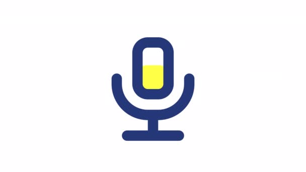 Ícone Cor Microfone Animado Partilhar Mensagens Voz Convertendo Texto Áudio — Vídeo de Stock