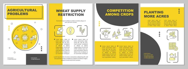 Problemas Agrícolas Modelo Brochura Amarela Desafios Agrícolas Desenho Folheto Com —  Vetores de Stock