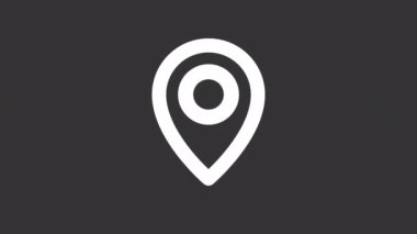 Canlandırılmış konum beyaz çizgi ui simgesi. Haritada yer ayırıyorum. Şeffaf arkaplanda alfa kanalı olan kusursuz HD video. Gece modu için izole edilmiş kullanıcı arayüzü hareketli grafik tasarımı