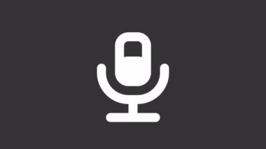 Animasyon ses beyaz çizgi ui simgesi. Mikrofon kaydı. Şeffaf arkaplanda alfa kanalı olan kusursuz HD video. Gece modu için izole edilmiş kullanıcı arayüzü hareketli grafik tasarımı