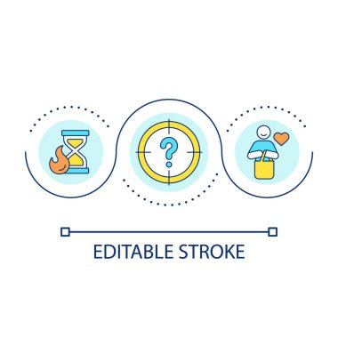 Tüketici deneyimi döngüsü konsepti ikonu sağlayın. Anında ödüllendirildi. Problemin soyut ve ince çizgi çizimlerini çabucak çöz. İzole bir taslak çizim. Düzenlenebilir felç. Arial yazı tipi