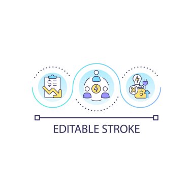 Hidrojen enerji döngüsünün demokratikleştirilmesi konsepti. Temiz ekonomi. Alternatif güç kullanılabilirliği soyut fikir ince çizgi çizimi. İzole bir taslak çizim. Düzenlenebilir felç. Kullanılan Arial yazı tipi