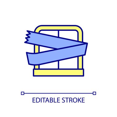 Pencere RGB renk simgesini mühürle. Nükleer kaza sırasında eylem. Güvenlik toksik kirleticiler oluşturur. İzole vektör çizimi. Basit bir çizgi çizimi. Düzenlenebilir felç. Kullanılan Arial yazı tipi