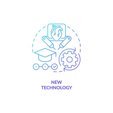 Yeni teknoloji mavi gradyan konsept simgesi. Tıbbi hizmetler pahalıya mal oluyor. Zekice sağlık hizmeti soyut fikir ince çizgi çizimi. İzole bir taslak çizim. Myriad Pro-Kalın yazı tipi kullanımı