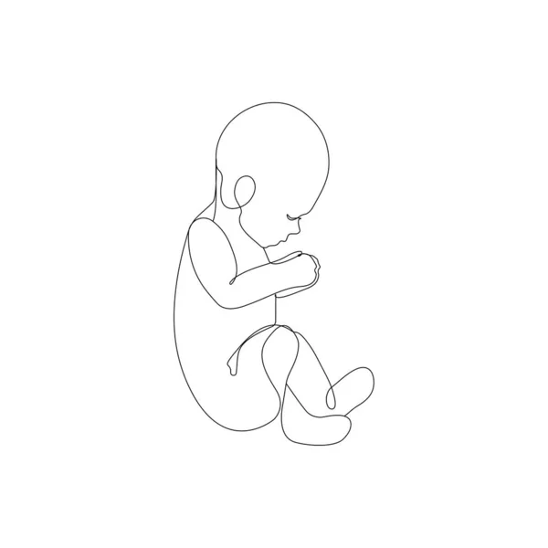 Linje Ritar Söt Baby Modern Minimalistisk Konst Estetisk Kontur Liten — Stock vektor