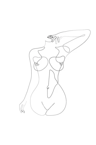 Erotic One Line Art Nude Line Drawing Sexy Drawing Naked — Stock Vector