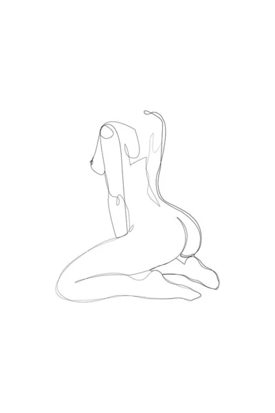 Female Body Form Drawing Abstract Single Line Woman Art Erotic — ストックベクタ