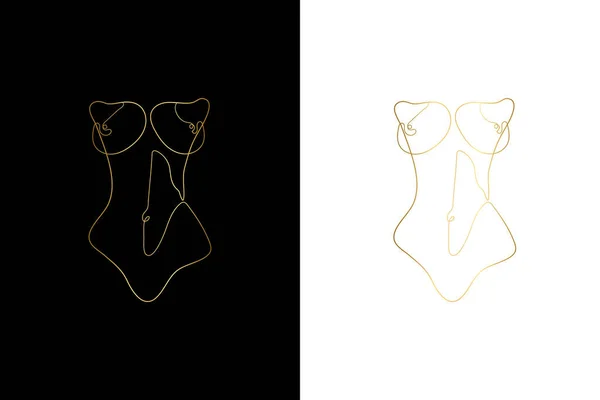 Erotic One Gold Line Art Nude Line Drawing Sexy Drawing — Wektor stockowy