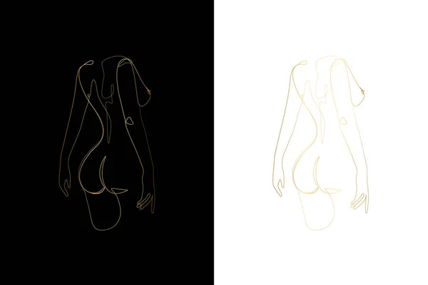 Female Body Form Drawing Abstract Single Line Woman Art Erotic — Διανυσματικό Αρχείο