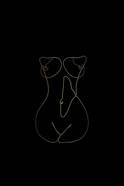 Erotic One Gold Line Art Nude Line Drawing Sexy Drawing — Stockvector