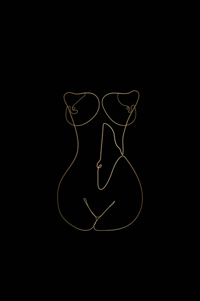 Erotic One Gold Line Art Nude Line Drawing Sexy Drawing — Stock Vector