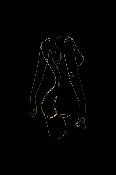Female Body Form Drawing Abstract Single Line Woman Art Erotic — Stock vektor