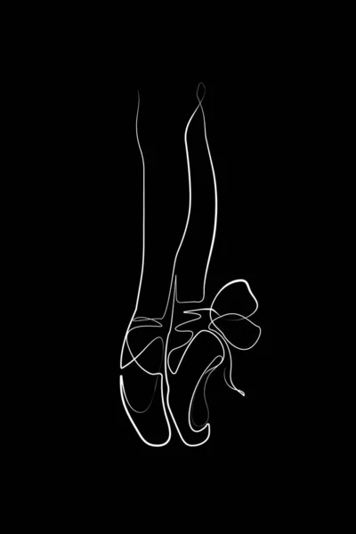 Ballet Pointe Shoes Continuous Line Drawing Vector Illustration Black Background — Διανυσματικό Αρχείο