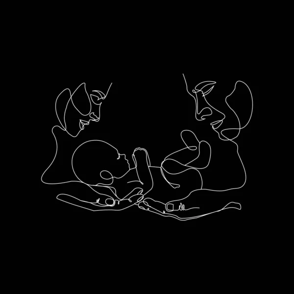 Holding Baby Feet Gold Line Art Printable Family Line Art — 스톡 벡터