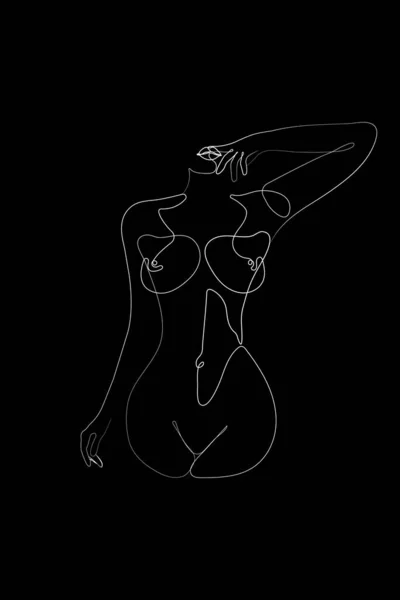 Erotic One Line Art Nude Line Drawing Sexy Drawing Naked — ストックベクタ