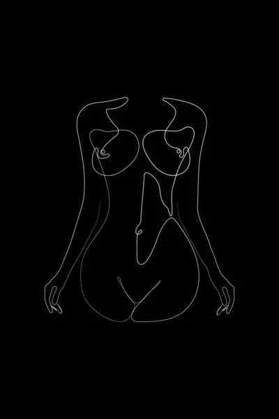 Erotic One Line Art Nude Line Drawing Sexy Drawing Naked — Stock vektor