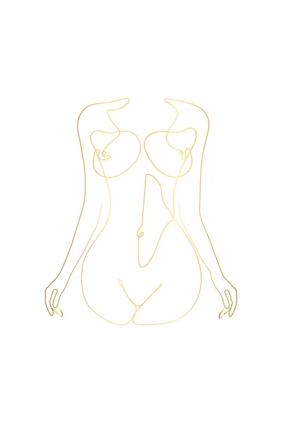 Erotic One Gold Line Art Nude Line Drawing Sexy Drawing — стоковый вектор