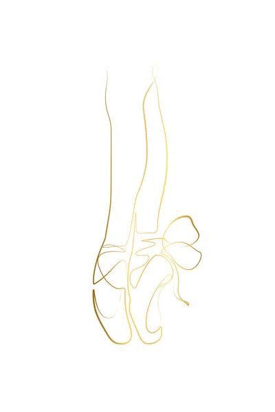 Ballet Pointe Shoes Continuous Line Drawing Vector Illustration Gold Line — Vector de stock