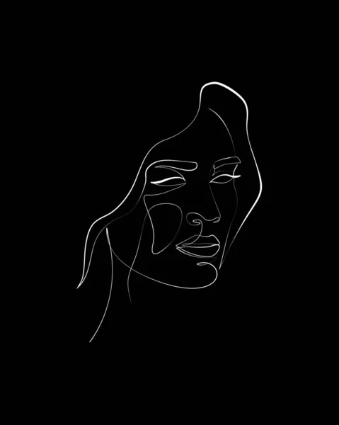 Fashion Lineart Portrait Young Woman Isolated Vector Illustration Abstract Face — Stock vektor