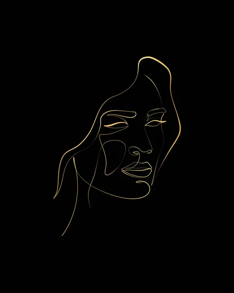 Fashion Lineart Portrait Young Woman Isolated Vector Illustration Abstract Face — Διανυσματικό Αρχείο