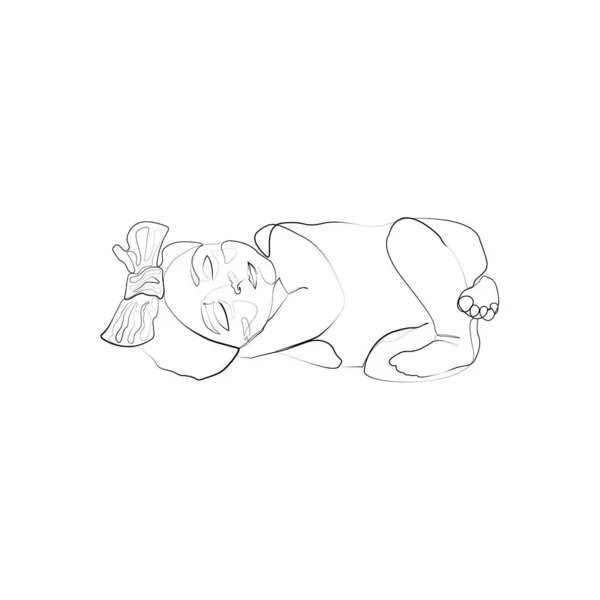 Continuous One Line Drawing Little Baby Personalized Baby Line Art — Wektor stockowy