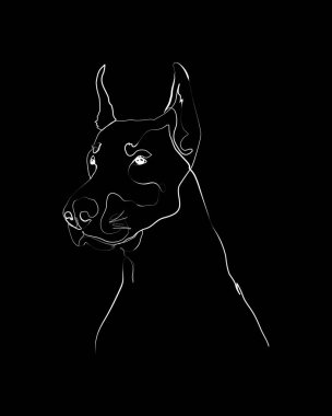 Doberman Çizgisi Sanat Portresi, Dijital Çizim, Kişiselleştirilmiş Köpek Adı, Özelleştirilmiş Hayvan Anıtı Hediyeleri