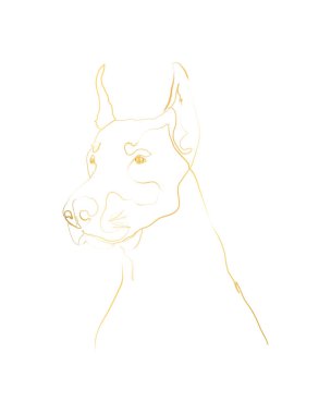 Doberman Çizgisi Sanat Portresi, Dijital Çizim, Kişiselleştirilmiş Köpek Adı, Özelleştirilmiş Hayvan Anıtı Hediyeleri