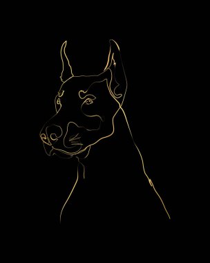 Doberman Çizgisi Sanat Portresi, Dijital Çizim, Kişiselleştirilmiş Köpek Adı, Özelleştirilmiş Hayvan Anıtı Hediyeleri