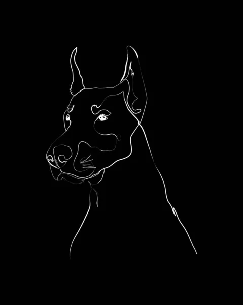 Doberman Line Art Portrait Digital Drawing Personalized Dog Name Customized — 스톡 벡터