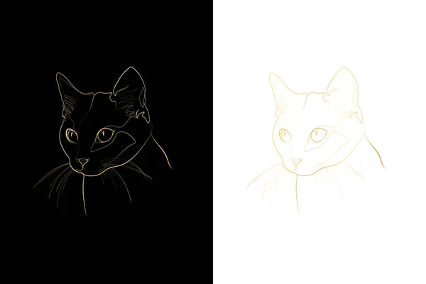 Cat Line Drawing Print Minimalistische Wandkunst Mehrere Größen Digitaler Download — Stockvektor