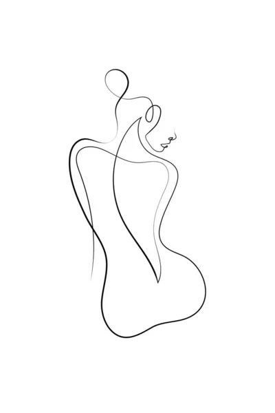 Silhouette Abstraite Visage Femme Nue Dessin Ligne Continue Petit Tatouage — Image vectorielle