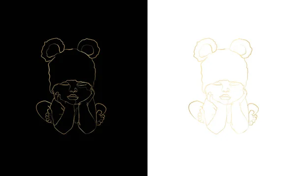 Baby Line Art Baby Art Nursery Minimalistisk Plantskola Konstverk Nyfödda — Stock vektor