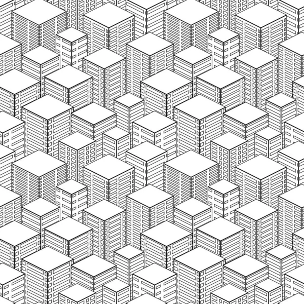 Abstract Isometrische Geometrische Patroon Zwarte Witte Structurele Textuur Vector Illustratie — Stockvector