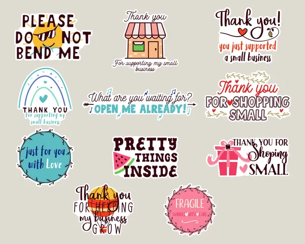 Small business stickers set. Vector business badges collection. Small business sticker pack. Thanks for shopping small quotes — Vetor de Stock