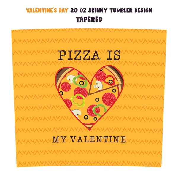 Illustration vectorielle de la conception d'enveloppe de gobelet avec coeur et pizza dans le style jaune — Image vectorielle