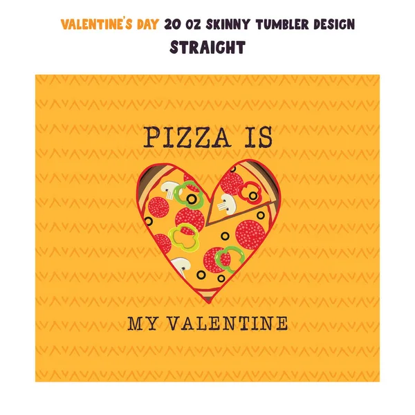 Illustration vectorielle de la conception d'enveloppe de gobelet avec coeur et pizza dans le style jaune. Conception de gobelet maigre de 20 oz. Art vectoriel — Image vectorielle