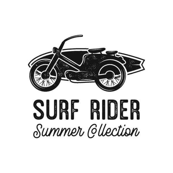 Tee graphic met motor en surfplank — Stockvector