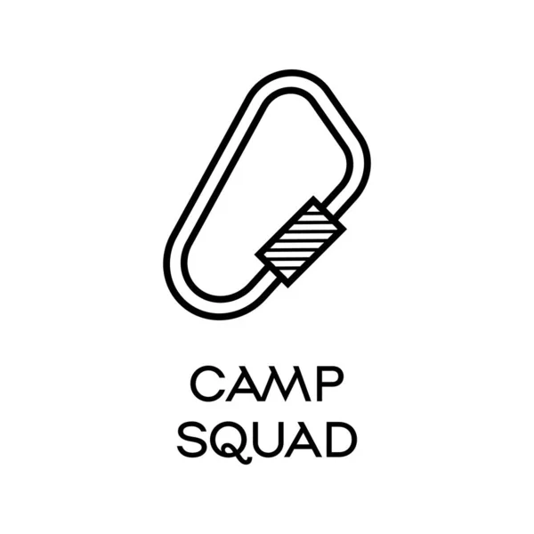 Simple Vector Illustration Gate Carabiner Camp Squad Inscription White Background — Vettoriale Stock