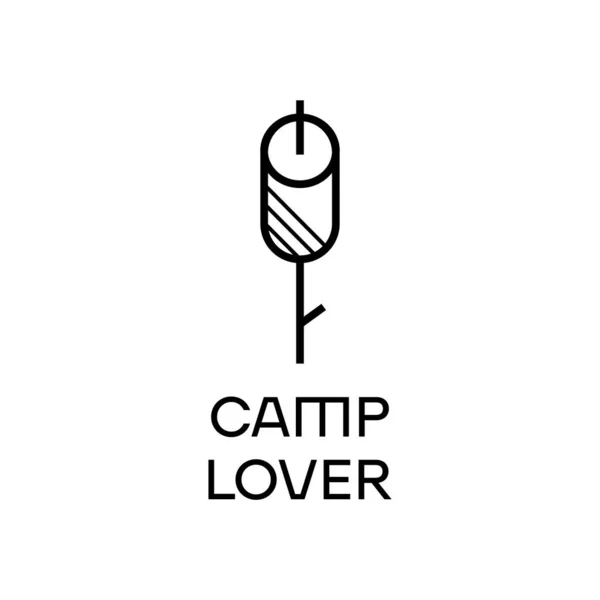 Linear Style Vector Illustration Roasted Marshmallow Stick Camp Lover Inscription — Stock Vector