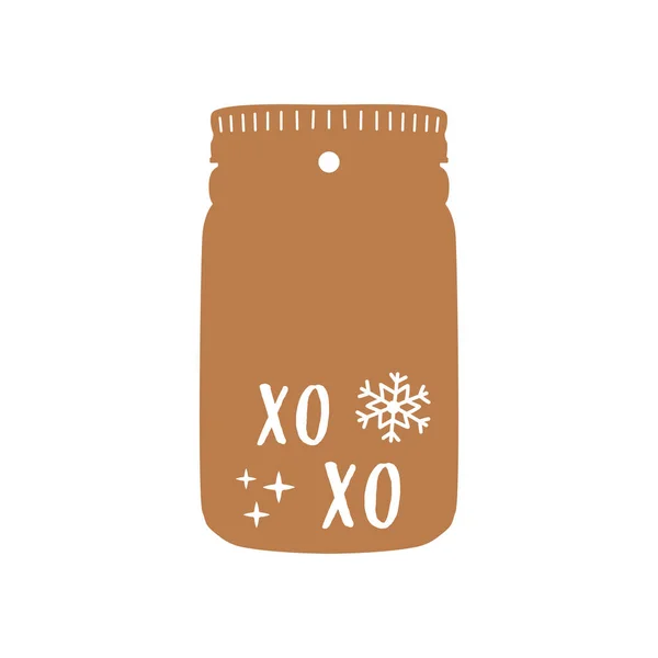 Christmas Gift Tag Form Jar Text Snowflakes Xmas Label Design — ストックベクタ
